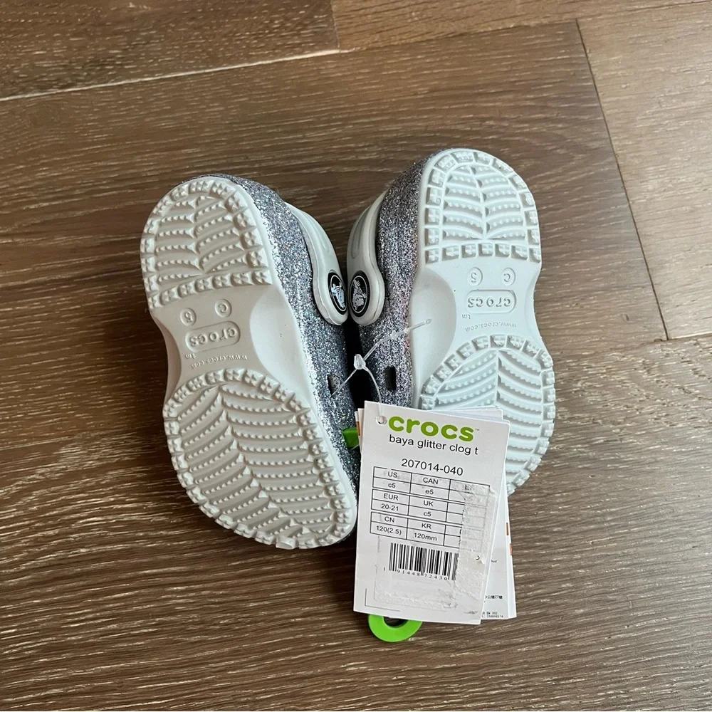 CROCS Glitter Silver Gray Toddler Girl Size 5